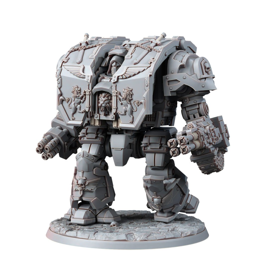 Hooded Knights Ancient Dreadnought, proxy miniature, walker, 28mm heroic scale unpainted resin, view 5