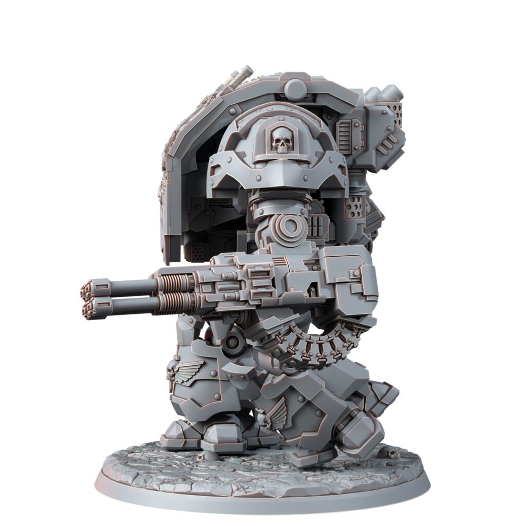 Hooded Knights Ancient Dreadnought, proxy miniature, walker, 28mm heroic scale unpainted resin, view 6