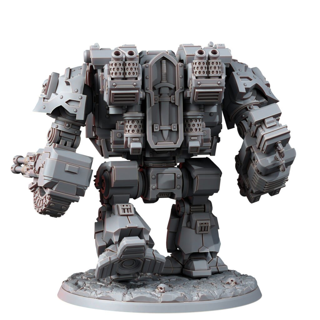 Hooded Knights Ancient Dreadnought, proxy miniature, walker, 28mm heroic scale unpainted resin, view 7