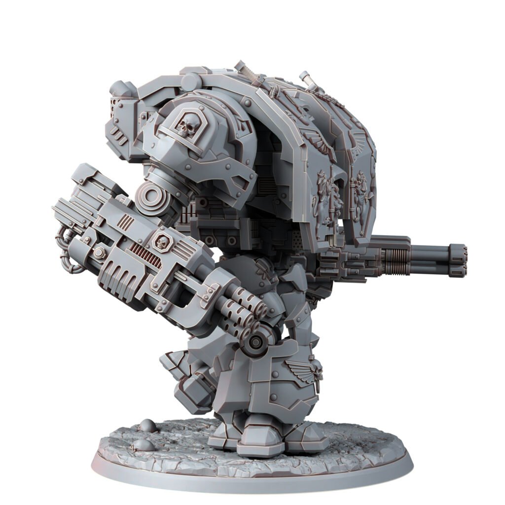 Hooded Knights Ancient Dreadnought, proxy miniature, walker, 28mm heroic scale unpainted resin, view 9
