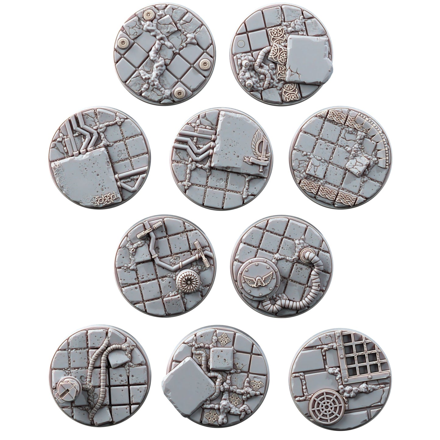 Hooded Knights Militum 32Mm Bases (10 Units), resin miniature bases, squad, 28mm heroic scale unpainted resin, view 2