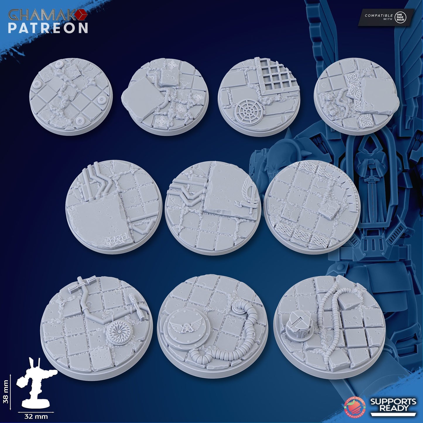 Hooded Knights Militum 32Mm Bases (10 Units), resin miniature bases, squad, 28mm heroic scale unpainted resin, view 3