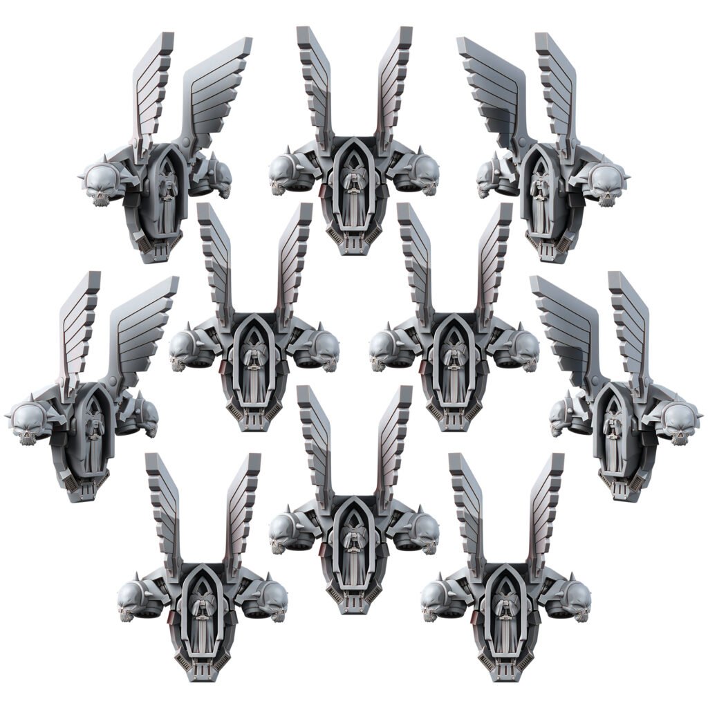 Hooded Knights Militum Backpacks Set (10 Units), resin conversion bits, squad, 28mm heroic scale unpainted resin