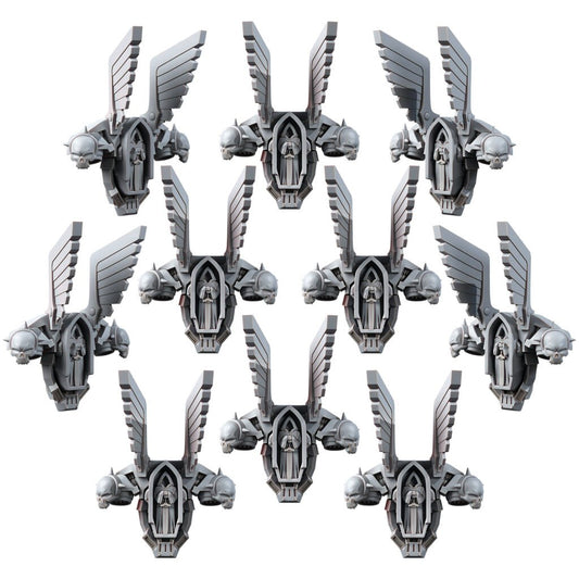 Hooded Knights Militum Backpacks Set (10 Units), resin conversion bits, squad, 28mm heroic scale unpainted resin