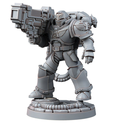 Hooded Knights Plasma Devastator (5 Units), proxy miniature, squad, 28mm heroic scale unpainted resin, view 2