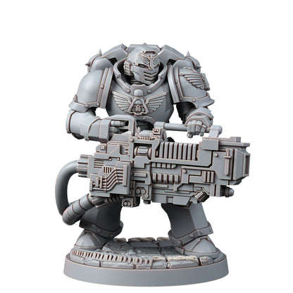 Hooded Knights Plasma Devastator (5 Units), proxy miniature, squad, 28mm heroic scale unpainted resin, view 6