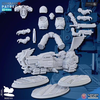 Hooded Knights Winged Lions A-Grav Bike, proxy miniature, vehicle, 28mm heroic scale unpainted resin, view 3