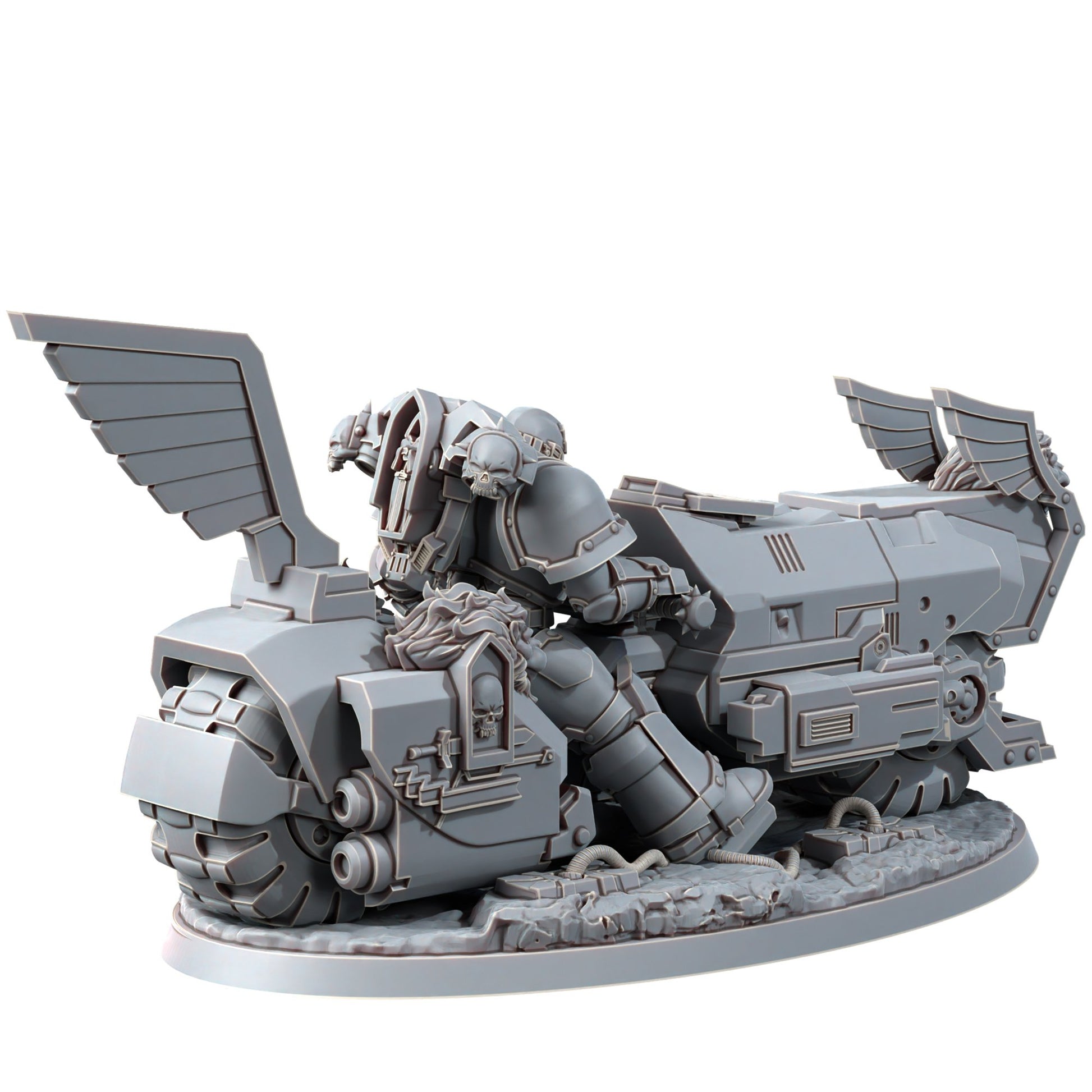 Hooded Knights Winged Lions Bike, proxy miniature, vehicle, 28mm heroic scale unpainted resin, view 2