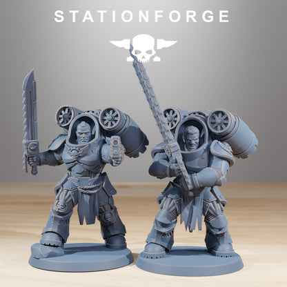 Space Knights Deviators (10 Units), proxy miniature, squad, 28mm heroic scale unpainted resin, view 2