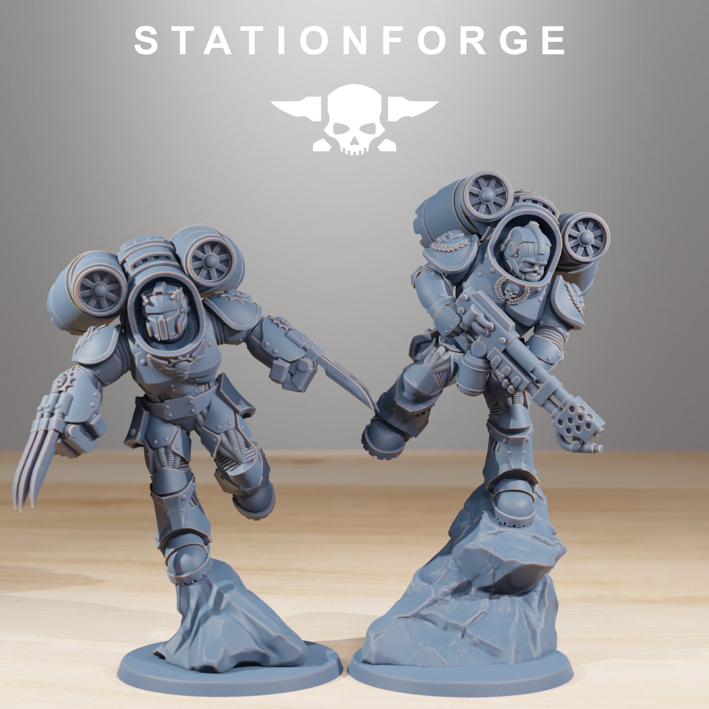 Space Knights Deviators (10 Units), proxy miniature, squad, 28mm heroic scale unpainted resin, view 3