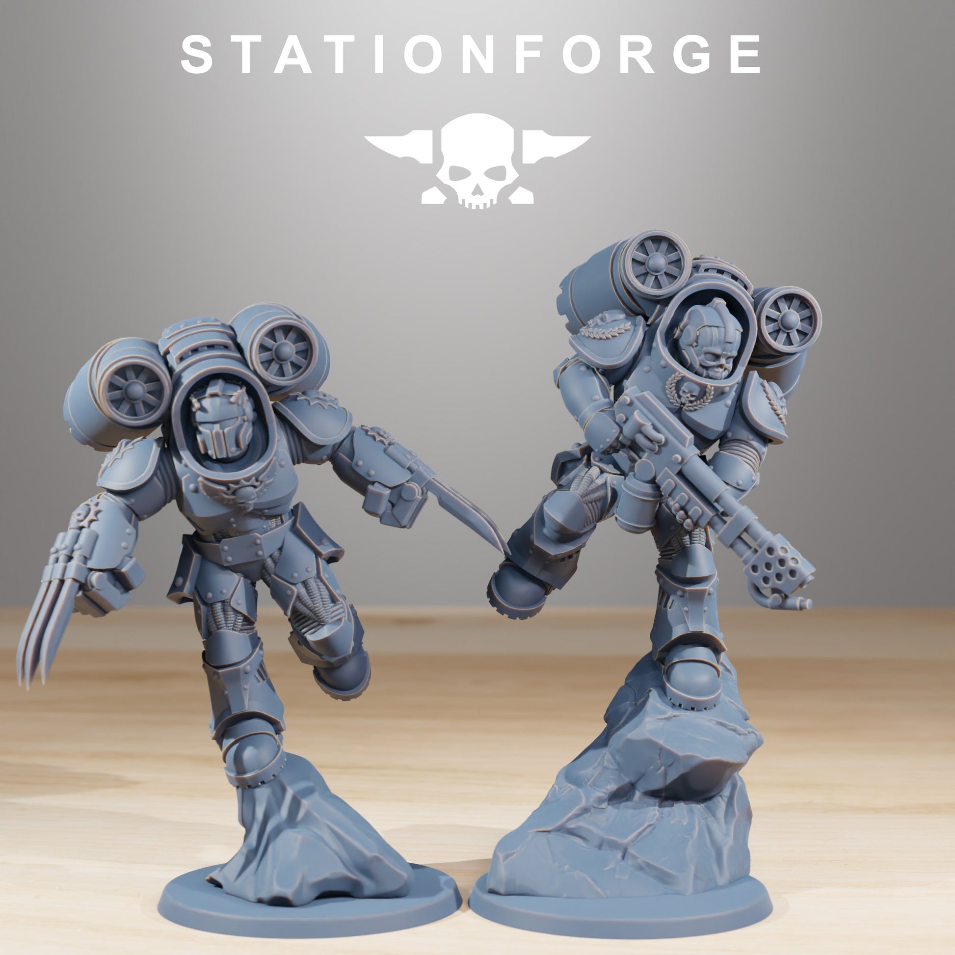 Space Knights Deviators (10 Units), proxy miniature, squad, 28mm heroic scale unpainted resin, view 3