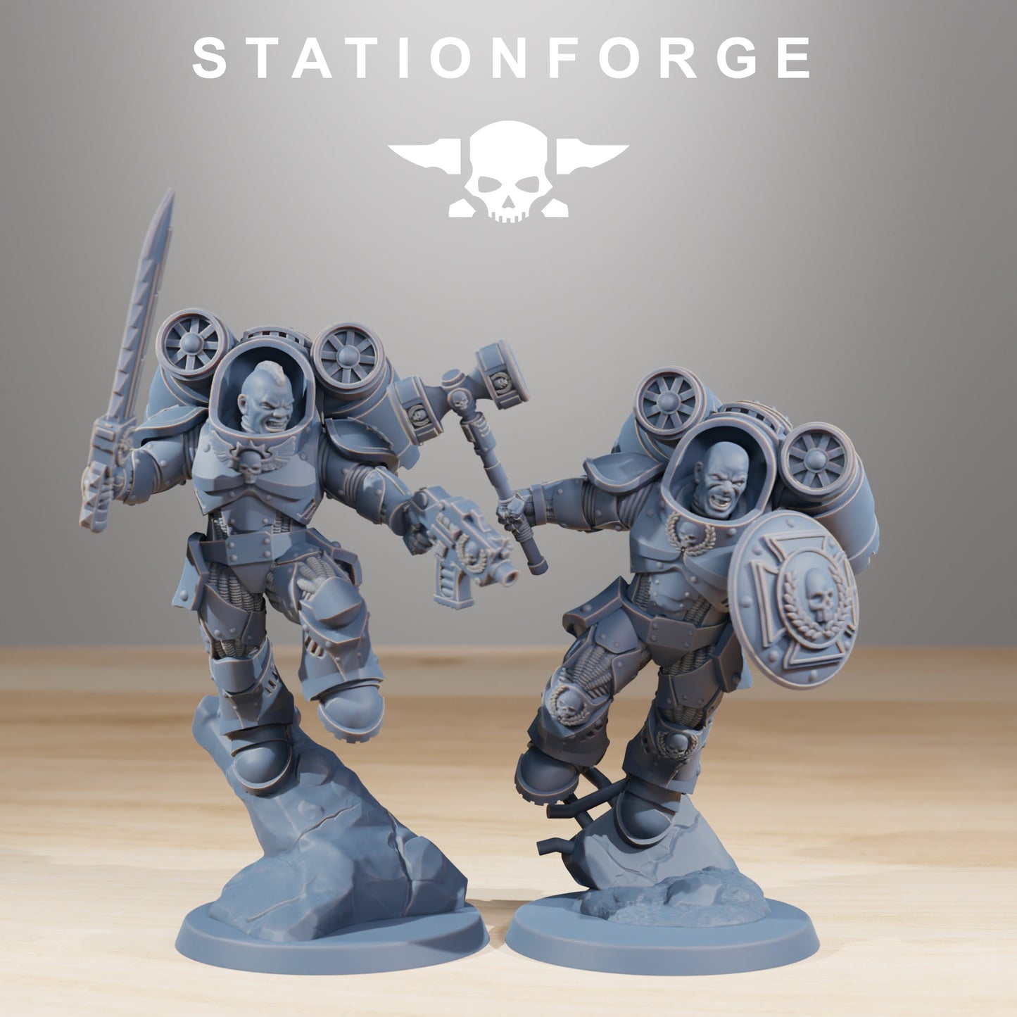 Space Knights Deviators (10 Units), proxy miniature, squad, 28mm heroic scale unpainted resin, view 4