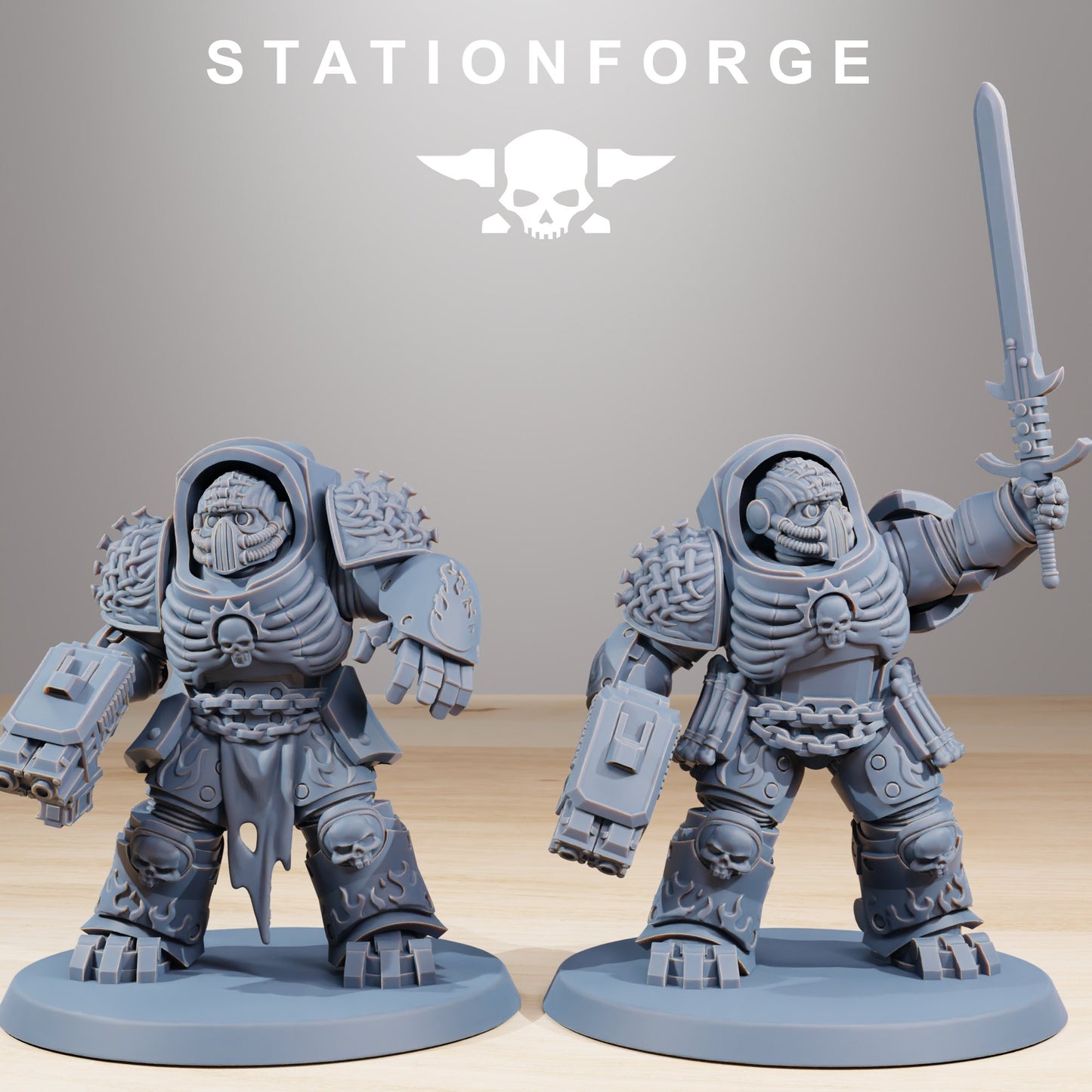 Space Knights Doom Reaper Vanguards (10 Units), proxy miniature, squad, 28mm heroic scale unpainted resin, view 3