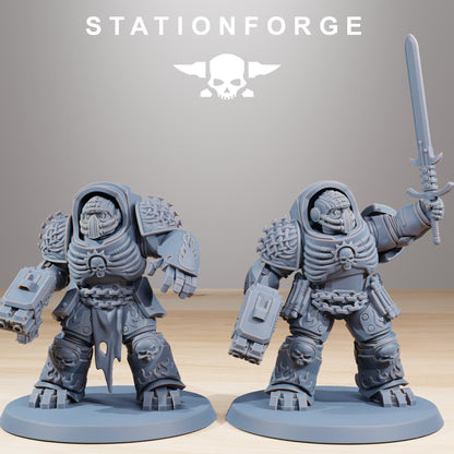 Space Knights Doom Reaper Vanguards (10 Units), proxy miniature, squad, 28mm heroic scale unpainted resin, view 3