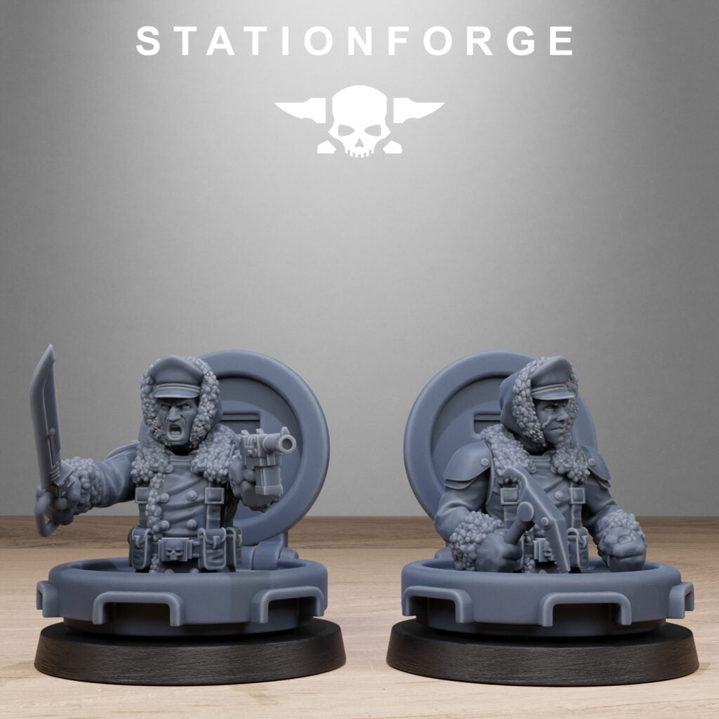 Imperial Army Tank Commanders, proxy miniature, 28mm heroic scale unpainted resin, view 10