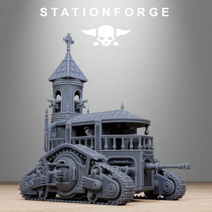 Imperial Army Heavy Tank, proxy miniature, 28mm heroic scale unpainted resin, view 2