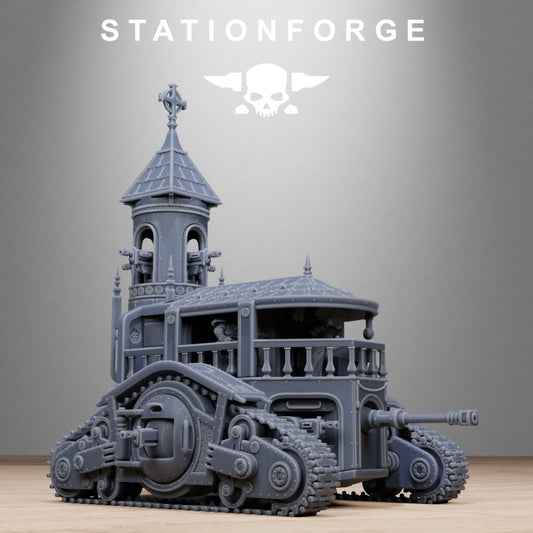 Imperial Army Heavy Tank, proxy miniature, 28mm heroic scale unpainted resin, view 2