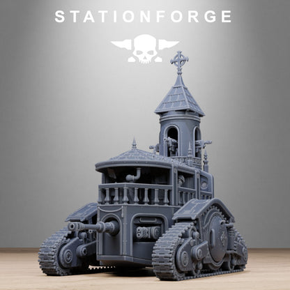 Imperial Army Heavy Tank, proxy miniature, 28mm heroic scale unpainted resin, view 4