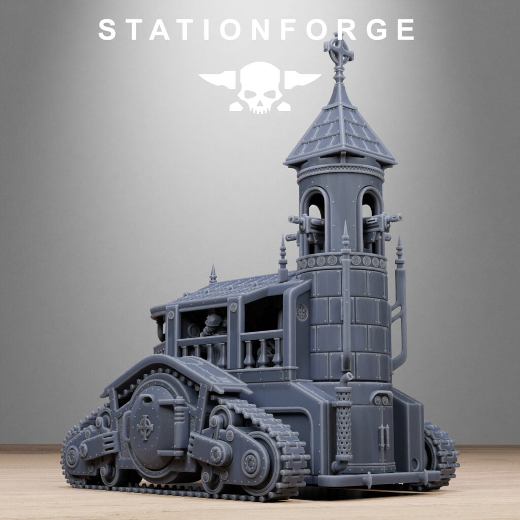 Imperial Army Heavy Tank, proxy miniature, 28mm heroic scale unpainted resin, view 5