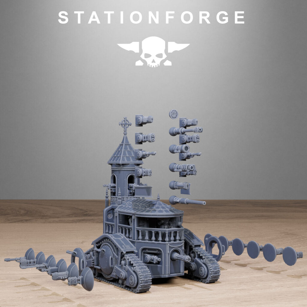 Imperial Army Heavy Tank, proxy miniature, 28mm heroic scale unpainted resin, view 7