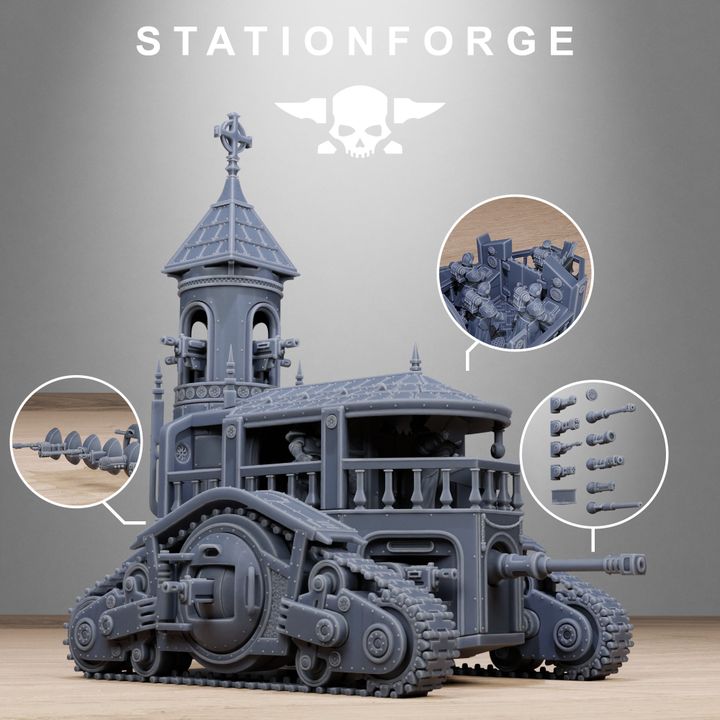 Imperial Army Heavy Tank, proxy miniature, 28mm heroic scale unpainted resin, view 10