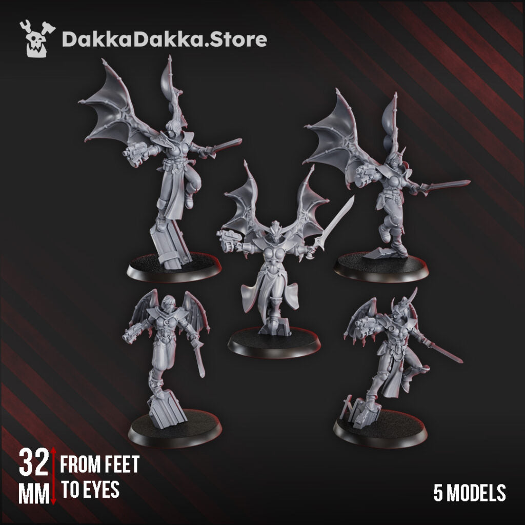 Pleasure Knights Angels Squad, proxy miniature, 28mm heroic scale unpainted resin, view 2