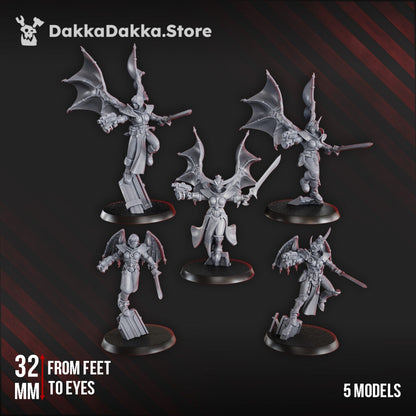 Pleasure Knights Angels Squad, proxy miniature, 28mm heroic scale unpainted resin, view 2