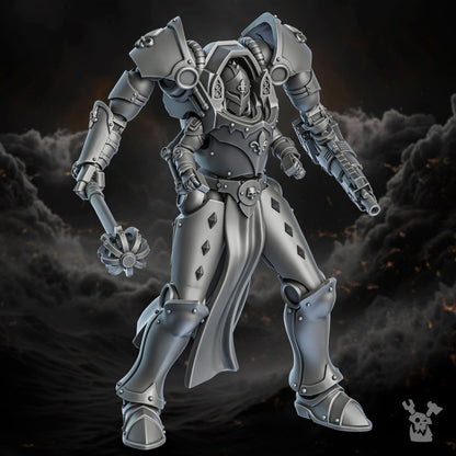 Battle Sisters Exosuits, proxy miniature, walker, 28mm heroic scale unpainted resin, view 4