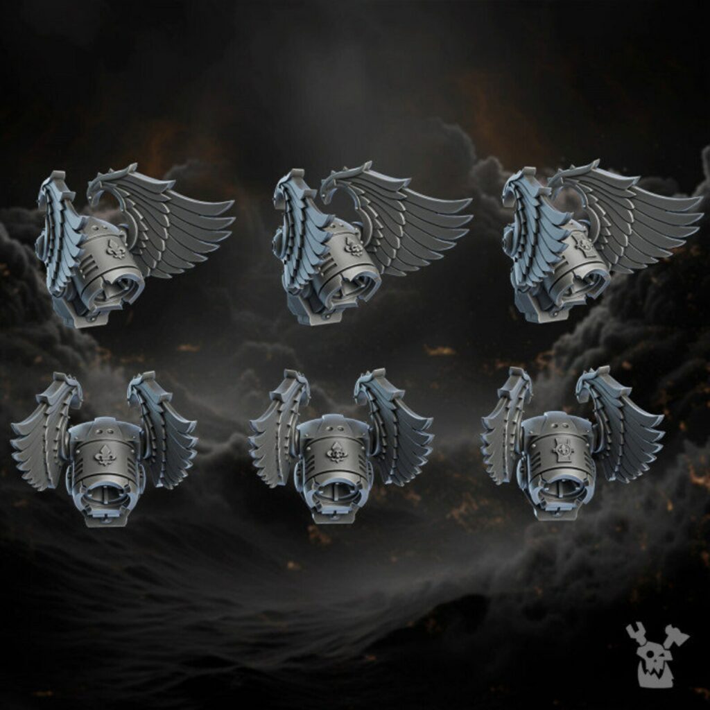Battle Sisters Retribution Angels, proxy miniature, 28mm heroic scale unpainted resin, view 5