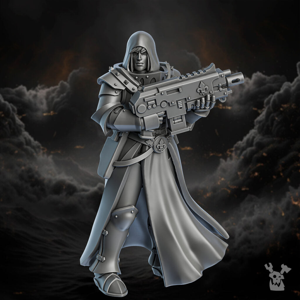 Battle Sisters Of Minor Guilt Squad, proxy miniature, 28mm heroic scale unpainted resin, view 6