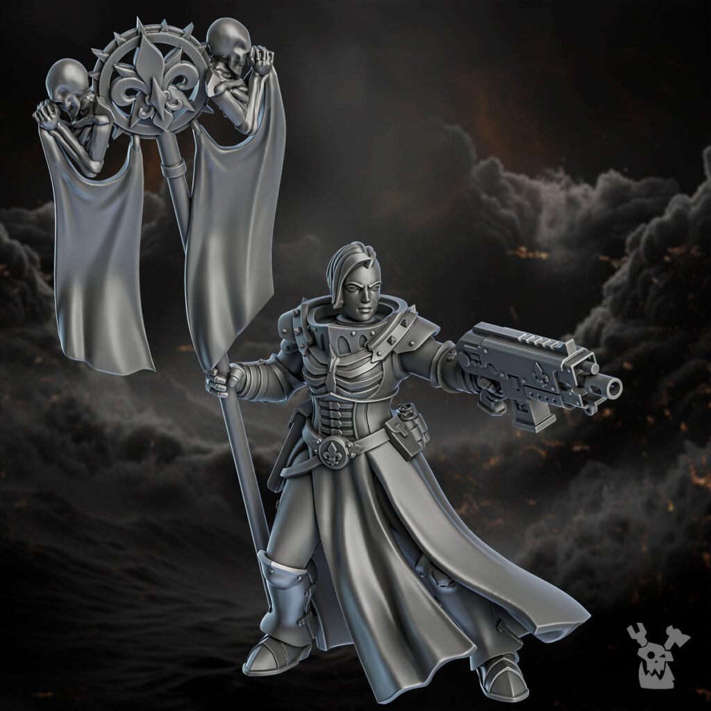 Battle Sisters Of Minor Guilt Squad, proxy miniature, 28mm heroic scale unpainted resin, view 9
