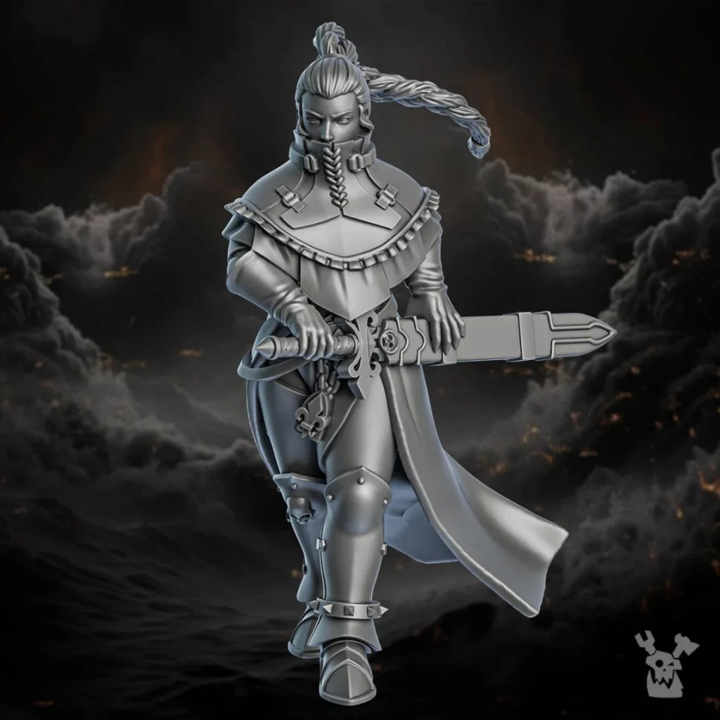 Battle Sisters Tianna, proxy miniature, 28mm heroic scale unpainted resin