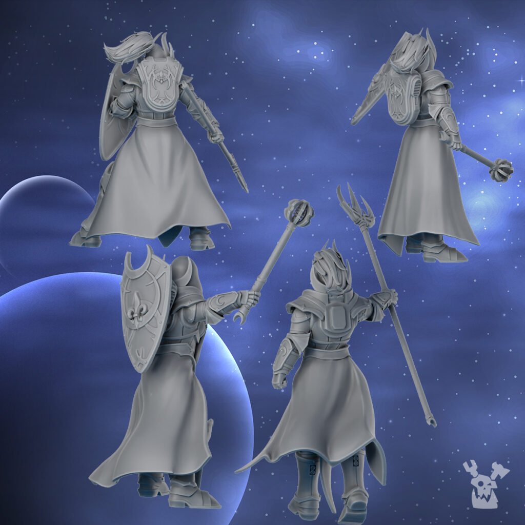 Battle Sisters Guards Squad, proxy miniature, 28mm heroic scale unpainted resin, view 5
