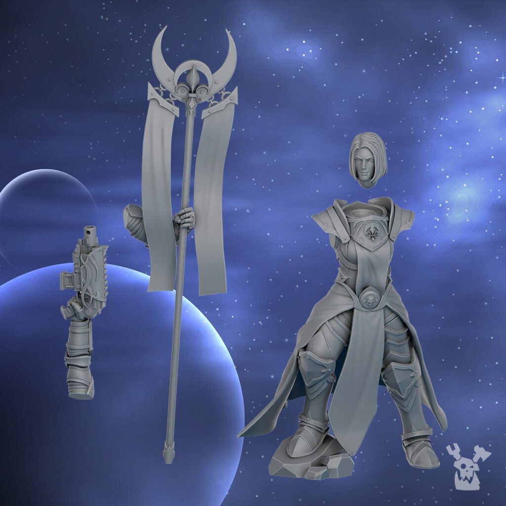Battle Sisters Nova Star Squad, proxy miniature, 28mm heroic scale unpainted resin, view 9