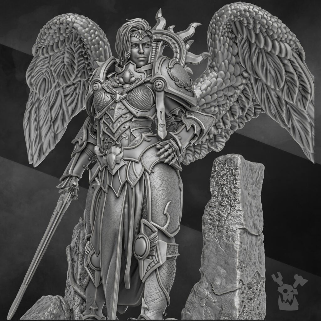 Battle Sisters The Queen Of Angels Aurora (70Mm), proxy miniature, character, 28mm heroic scale unpainted resin