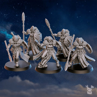 Battle Sisters Icewall Squad, proxy miniature, 28mm heroic scale unpainted resin, view 4