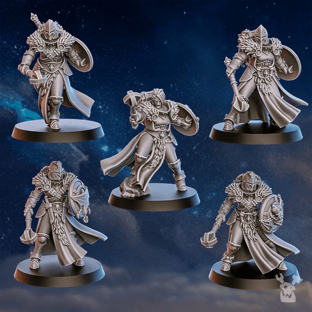 Battle Sisters Icewall Squad, proxy miniature, 28mm heroic scale unpainted resin, view 6