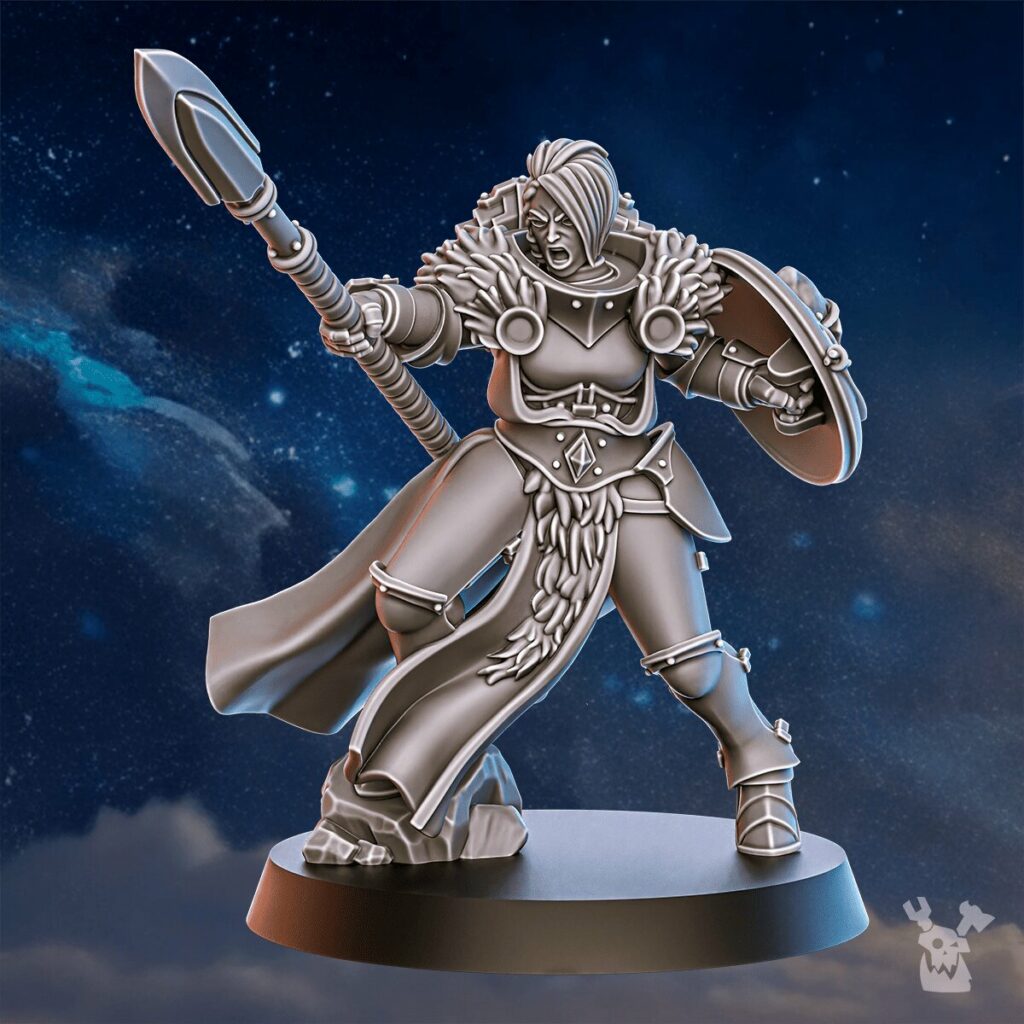 Battle Sisters Icewall Squad, proxy miniature, 28mm heroic scale unpainted resin, view 9