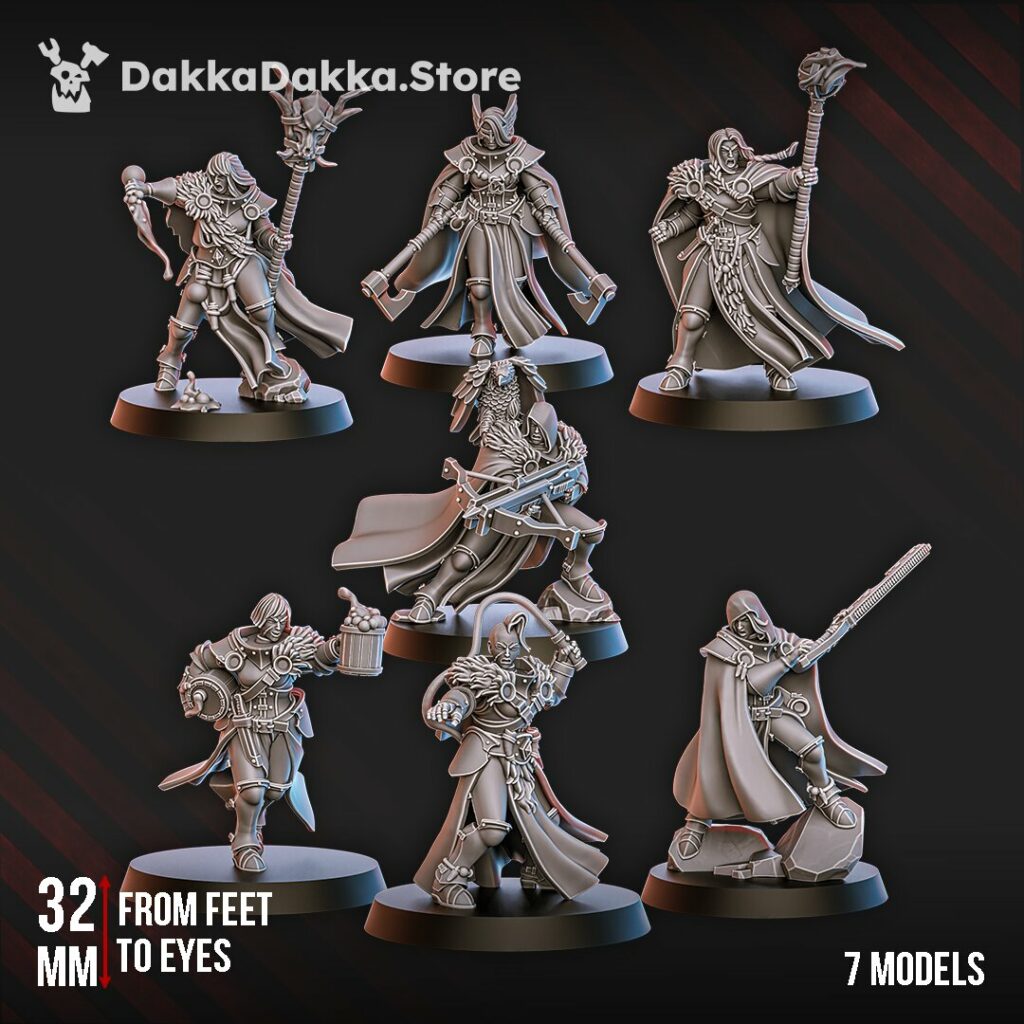 Battle Sisters Blackhide Tribe Squad, proxy miniature, 28mm heroic scale unpainted resin