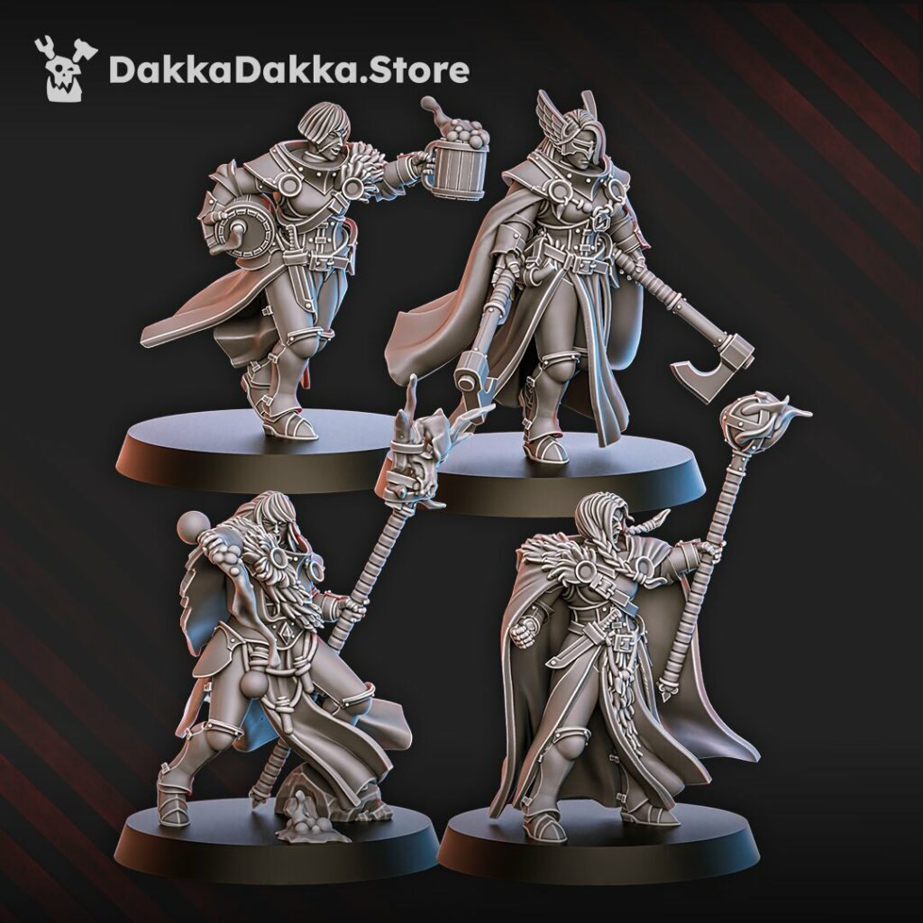 Battle Sisters Blackhide Tribe Squad, proxy miniature, 28mm heroic scale unpainted resin, view 5