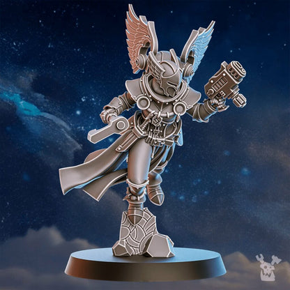 Battle Sisters Valkyries Squad, proxy miniature, 28mm heroic scale unpainted resin, view 7