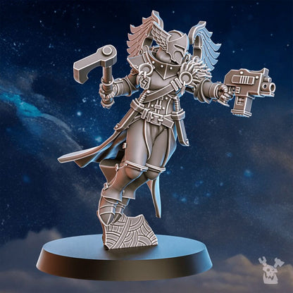 Battle Sisters Valkyries Squad, proxy miniature, 28mm heroic scale unpainted resin, view 8