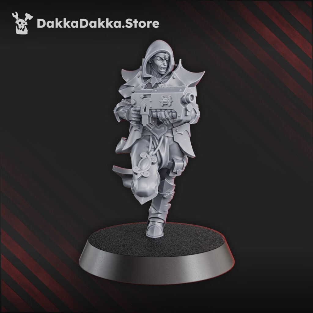 Battle Sisters Catachetie, proxy miniature, 28mm heroic scale unpainted resin, view 4
