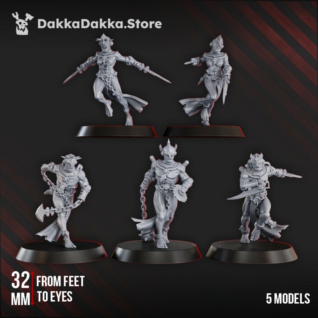 Battle Sisters Chained Bloodbearers Squad, proxy miniature, 28mm heroic scale unpainted resin