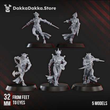 Battle Sisters Chained Bloodbearers Squad, proxy miniature, 28mm heroic scale unpainted resin