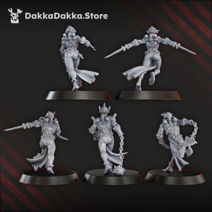 Battle Sisters Chained Bloodbearers Squad, proxy miniature, 28mm heroic scale unpainted resin, view 3