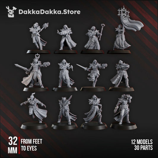 Battle Sisters Liqudation Team, proxy miniature, squad, 28mm heroic scale unpainted resin, view 2