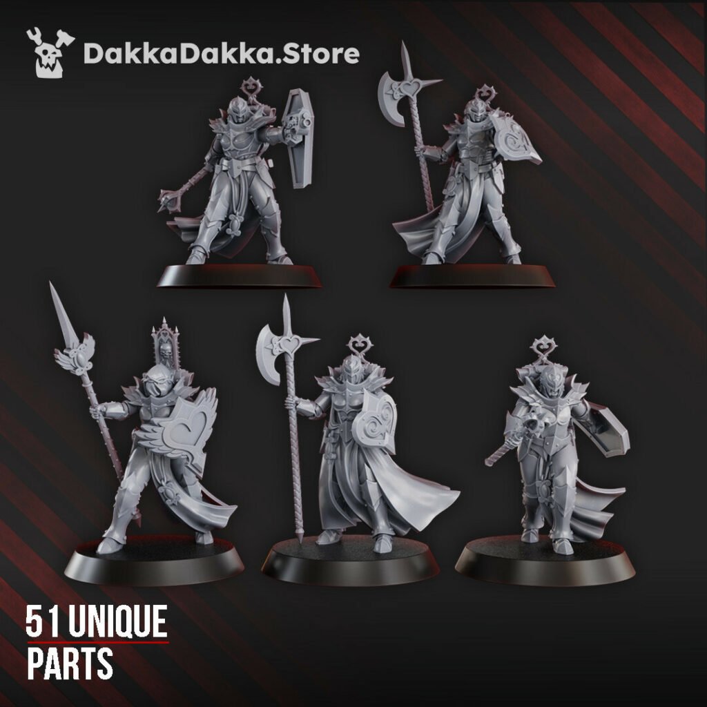 Battle Sisters Maidens Of Praesidium Modular Kit, proxy miniature, build kit, 28mm heroic scale unpainted resin, view 3
