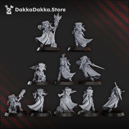 Battle Sisters Maidens Of Vengence Squad, proxy miniature, 28mm heroic scale unpainted resin, view 2