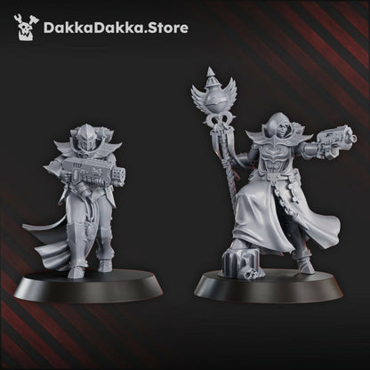 Battle Sisters Maidens Of Vengence Squad, proxy miniature, 28mm heroic scale unpainted resin, view 3